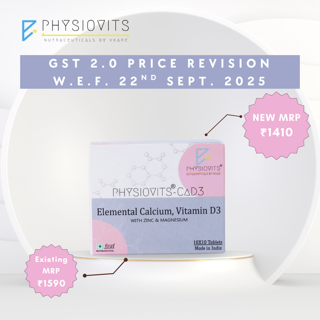 Physiovits CaD3 Tablets | Elemental Calcium with Zinc and Magnesium