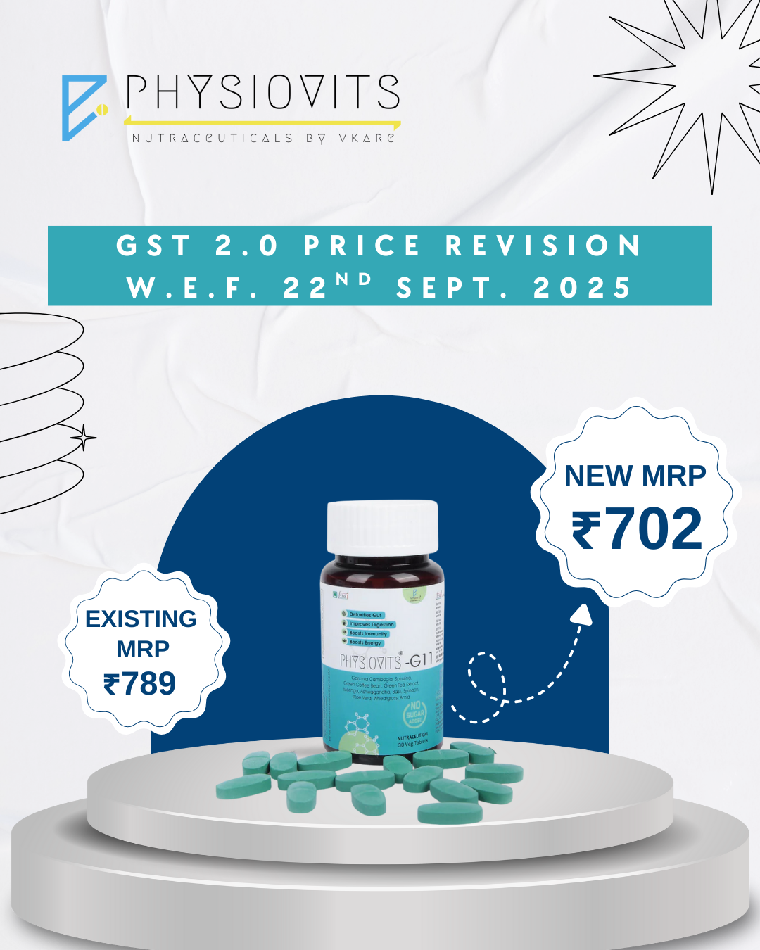 Physiovits G-11 Tablets | 11 Super Green Foods Supplement