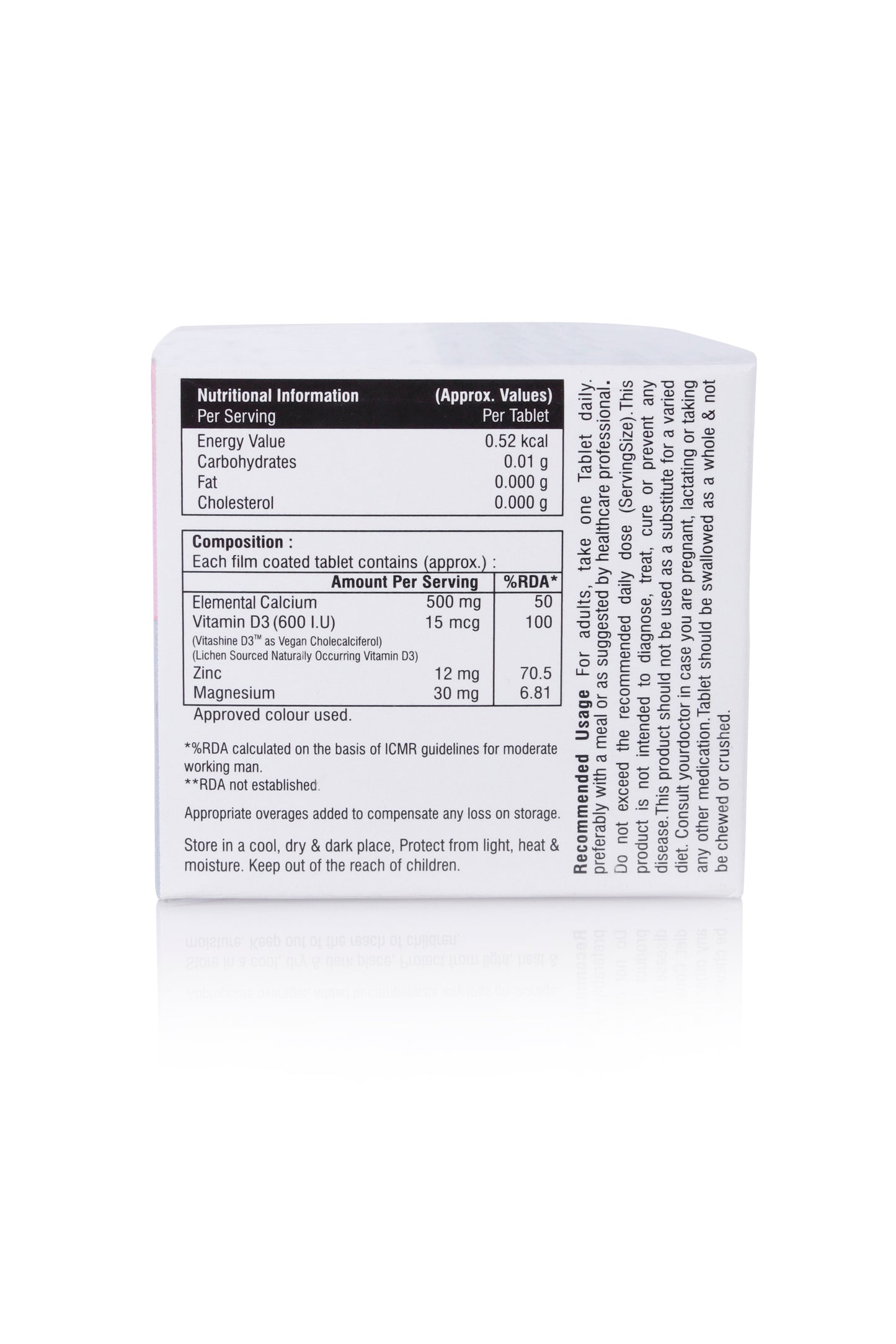 Physiovits  CaD3 Tablets | Elemental Calcium with Zinc and Magnesium