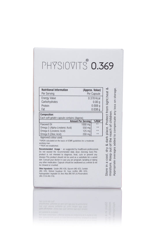 Physiovits O.369 Softgels | 1000 mg Flaxseed Oil
